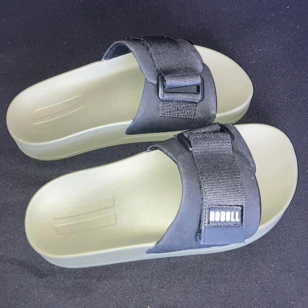 Nobull Black + Green Slides Size 3 Boys Size 4.5 Girls'